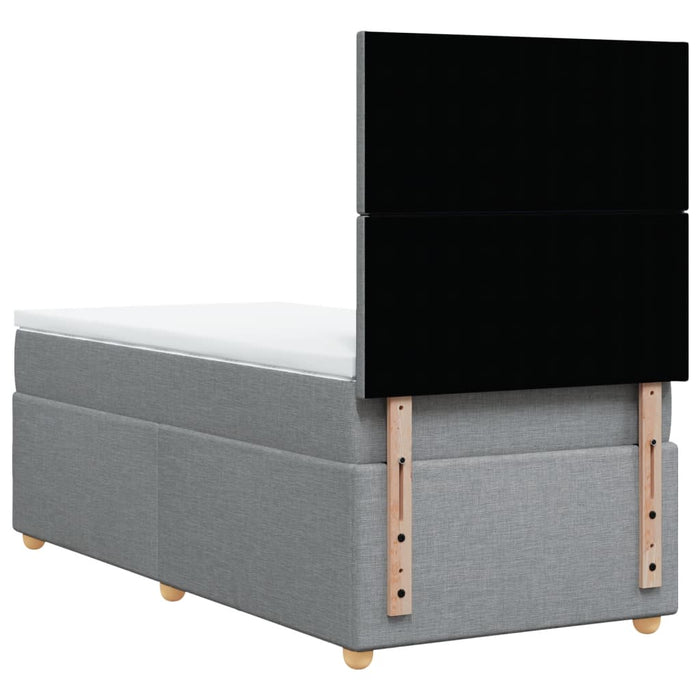 Pat box spring cu saltea, gri deschis, 100x200 cm, textil - WALTI WALTI