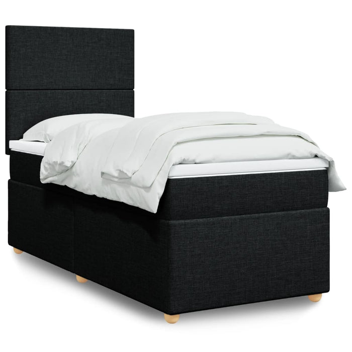 Pat box spring cu saltea, negru, 100x200 cm, textil - WALTI WALTI