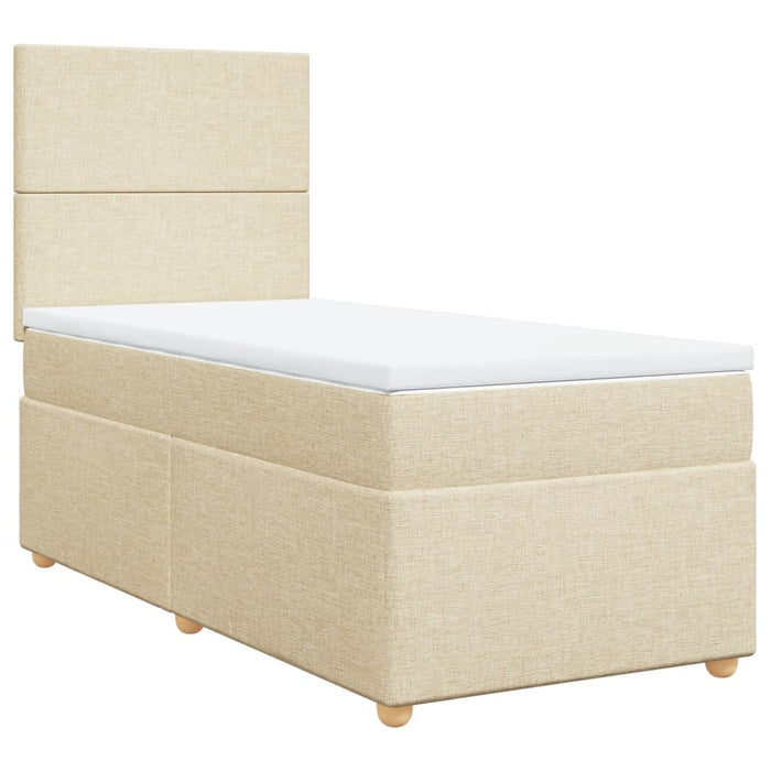 Pat box spring cu saltea, crem, 100x200 cm, textil - WALTI WALTI