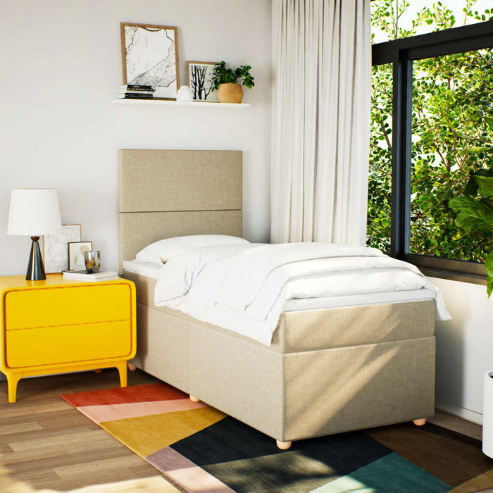 Pat box spring cu saltea, crem, 100x200 cm, textil - WALTI WALTI