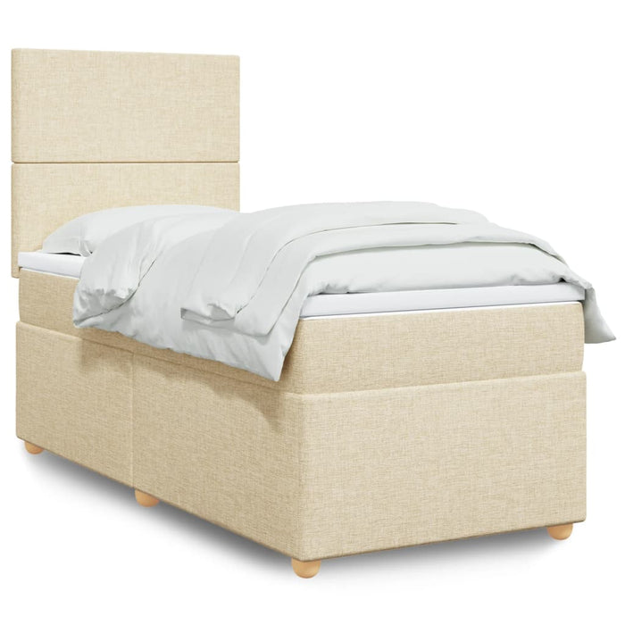 Pat box spring cu saltea, crem, 100x200 cm, textil - WALTI WALTI