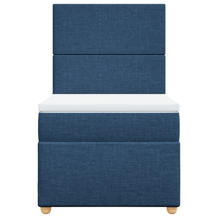 Pat box spring cu saltea, albastru, 100x200 cm, textil - WALTI WALTI