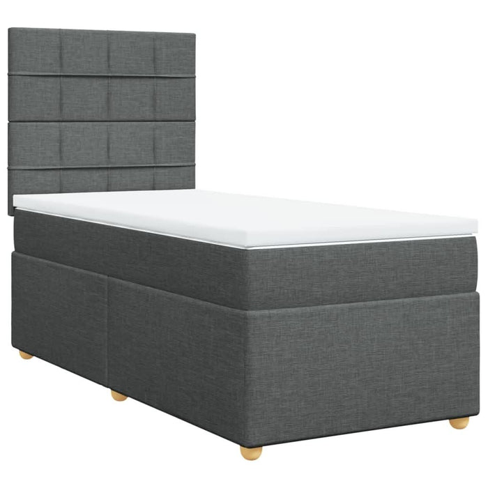 Pat box spring cu saltea, gri închis, 100x200 cm, textil - WALTI WALTI