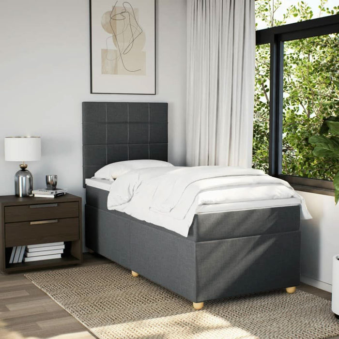 Pat box spring cu saltea, gri închis, 100x200 cm, textil - WALTI WALTI