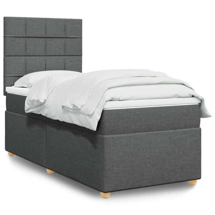 Pat box spring cu saltea, gri închis, 100x200 cm, textil - WALTI WALTI