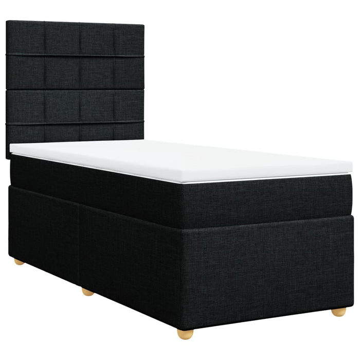 Pat box spring cu saltea, negru, 100x200 cm, textil - WALTI WALTI