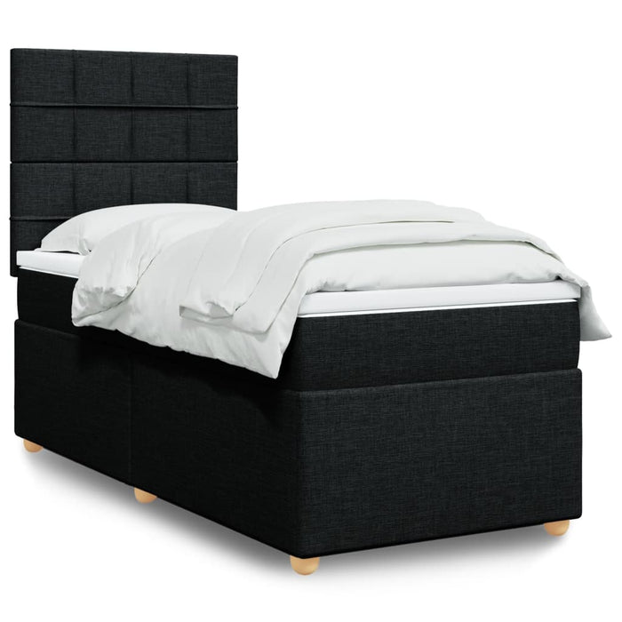 Pat box spring cu saltea, negru, 100x200 cm, textil - WALTI WALTI