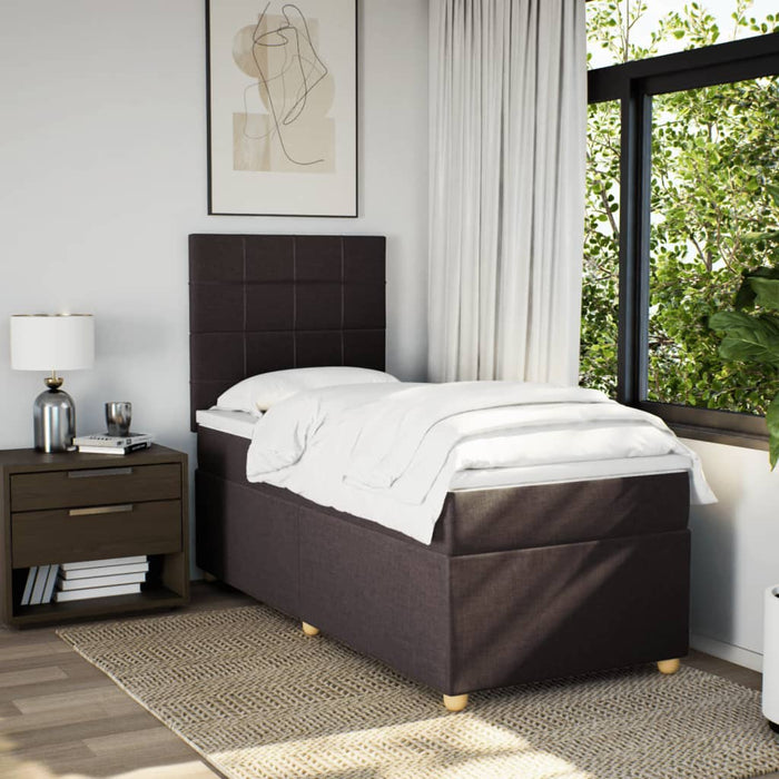 Pat box spring cu saltea, maro închis, 100x200 cm, textil - WALTI WALTI