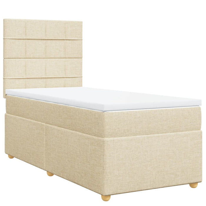 Pat box spring cu saltea, crem, 100x200 cm, textil - WALTI WALTI
