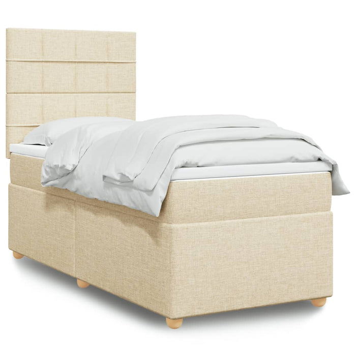 Pat box spring cu saltea, crem, 100x200 cm, textil - WALTI WALTI