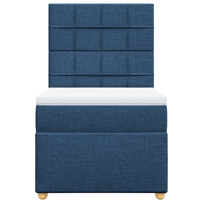 Pat box spring cu saltea, albastru, 100x200 cm, textil - WALTI WALTI