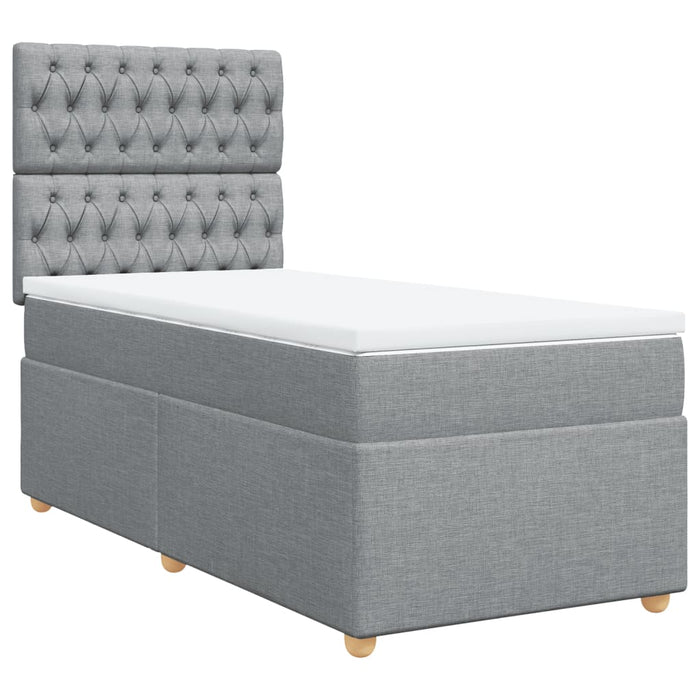Pat box spring cu saltea, gri deschis, 100x200 cm, textil - WALTI WALTI