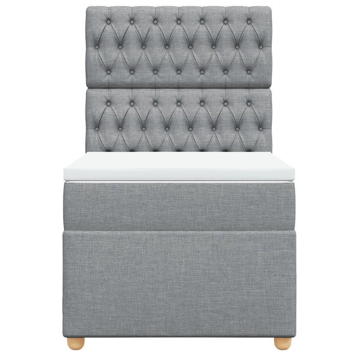 Pat box spring cu saltea, gri deschis, 100x200 cm, textil - WALTI WALTI