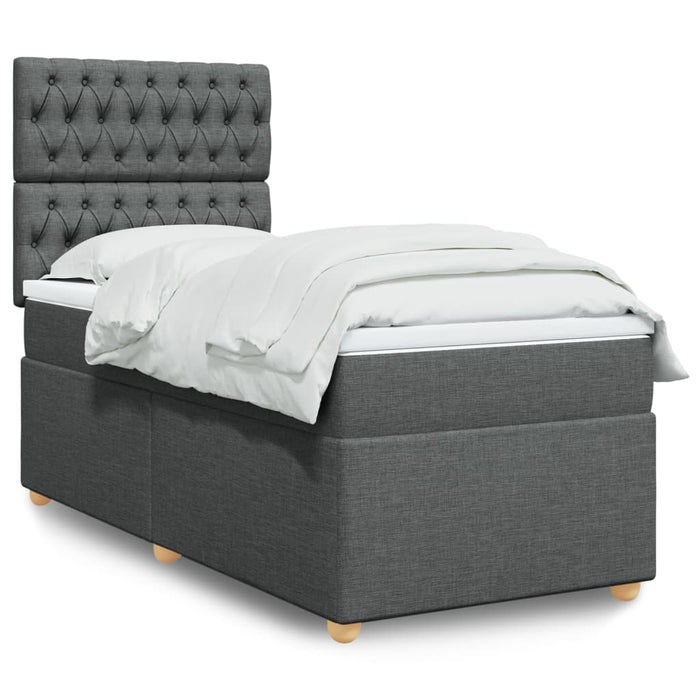 Pat box spring cu saltea, gri închis, 100x200 cm, textil - WALTI WALTI