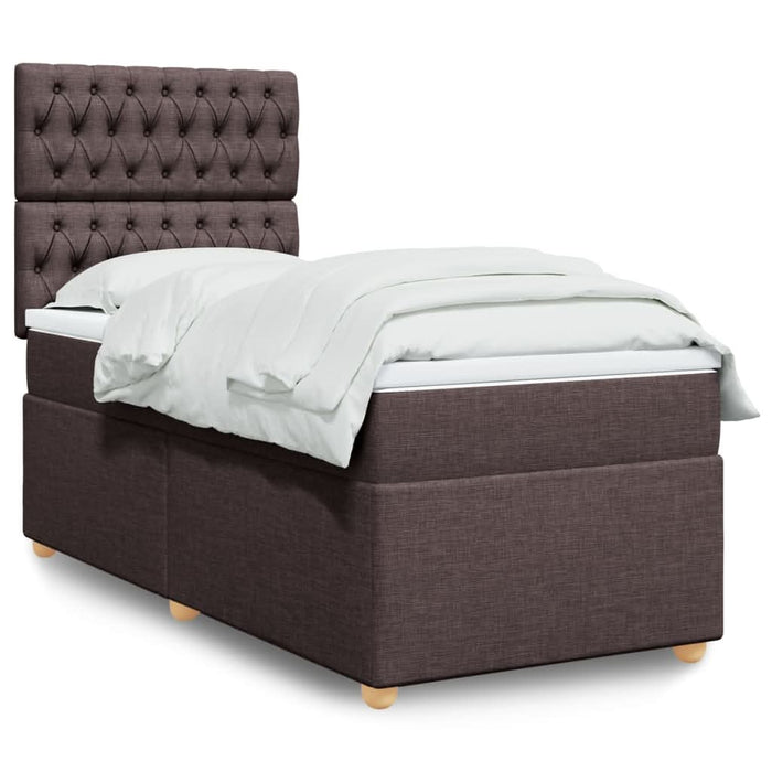 Pat box spring cu saltea, maro închis, 100x200 cm, textil - WALTI WALTI