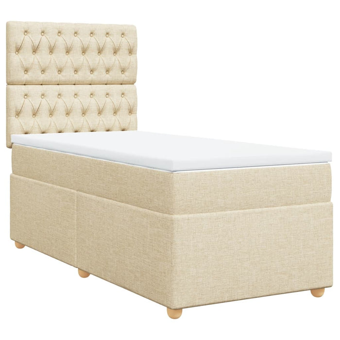 Pat box spring cu saltea, crem, 100x200 cm, textil - WALTI WALTI