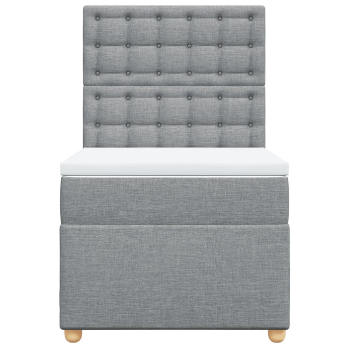 Pat box spring cu saltea, gri deschis, 100x200 cm, textil - WALTI WALTI