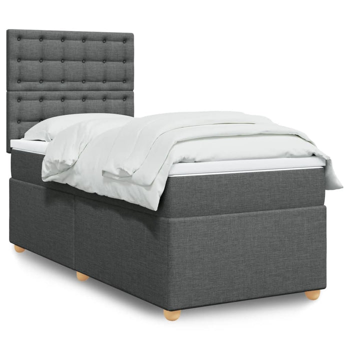 Pat box spring cu saltea, gri închis, 100x200 cm, textil - WALTI WALTI