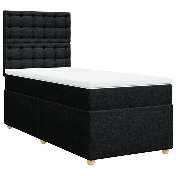 Pat box spring cu saltea, negru, 100x200 cm, textil - WALTI WALTI