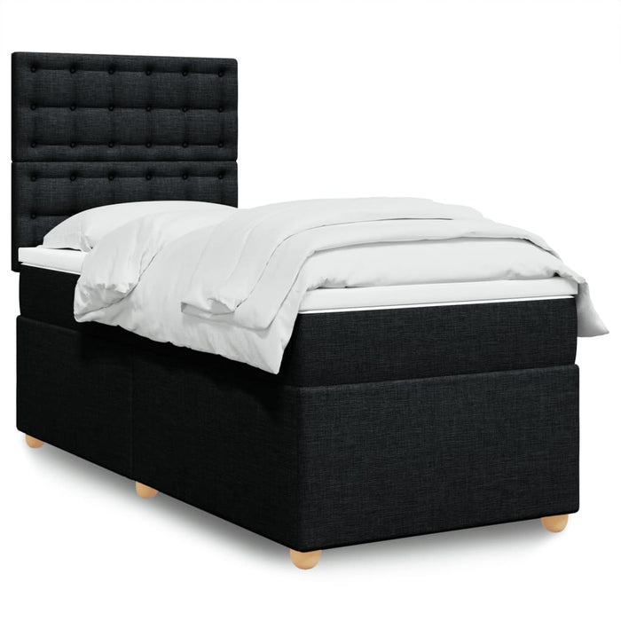 Pat box spring cu saltea, negru, 100x200 cm, textil - WALTI WALTI