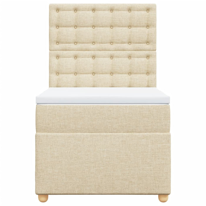 Pat box spring cu saltea, crem, 100x200 cm, textil - WALTI WALTI
