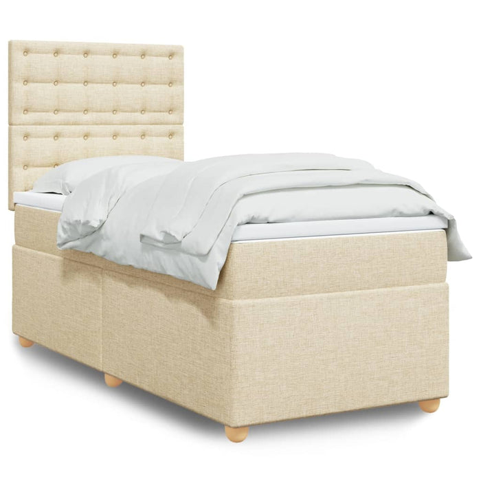 Pat box spring cu saltea, crem, 100x200 cm, textil - WALTI WALTI