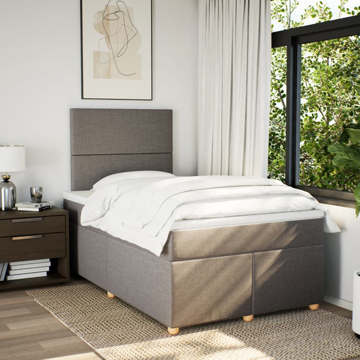Pat box spring cu saltea, taupe, 120x190 cm material textil - WALTI WALTI