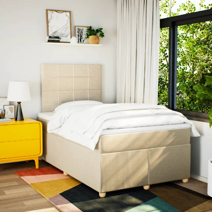 Pat continental cu saltea, crem, 120x190 cm, textil - WALTI WALTI