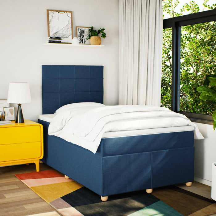 Pat box spring cu saltea, albastru, 120x190 cm, material textil - WALTI WALTI