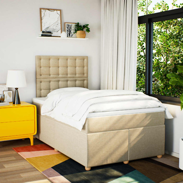 Pat continental cu saltea, crem, 120x190 cm, textil - WALTI WALTI