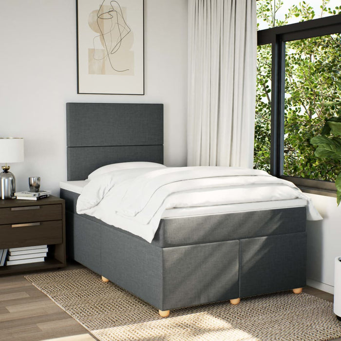 Pat box spring cu saltea, gri închis, 120x200 cm, textil - WALTI WALTI