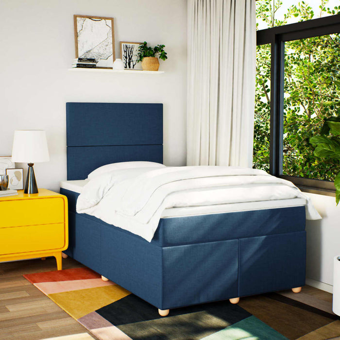 Pat box spring cu saltea, albastru, 120x200 cm, textil - WALTI WALTI