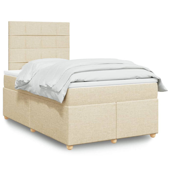 Pat box spring cu saltea, crem, 120x200 cm, textil - WALTI WALTI