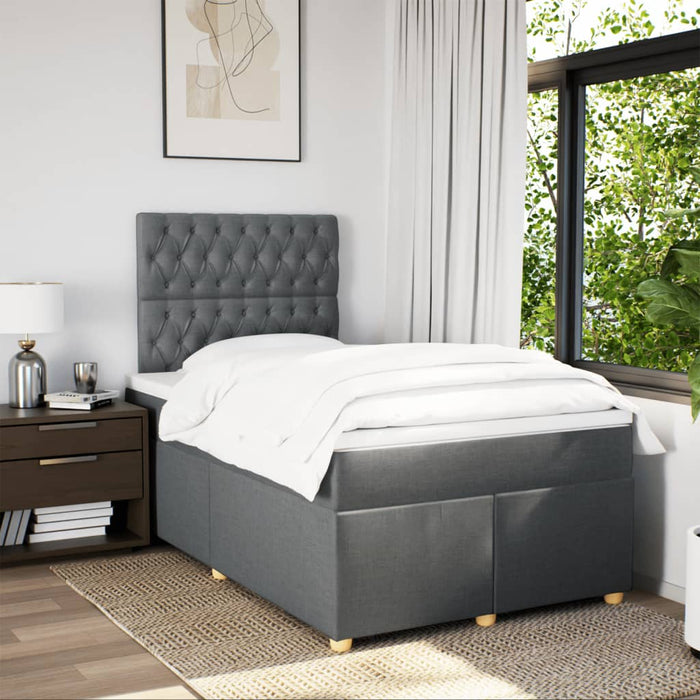 Pat box spring cu saltea, gri închis, 120x200 cm, textil - WALTI WALTI