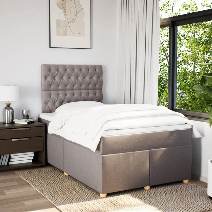 Pat box spring cu saltea, gri taupe, 120x200 cm, textil - WALTI WALTI