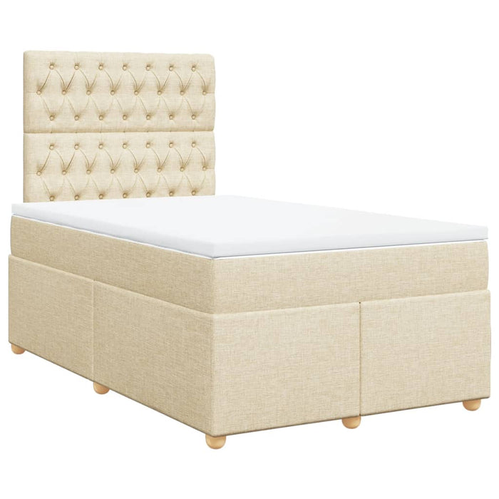 Pat box spring cu saltea, crem, 120x200 cm, textil - WALTI WALTI