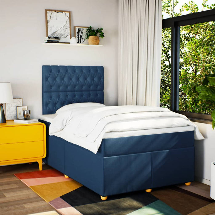 Pat box spring cu saltea, albastru, 120x200 cm, textil - WALTI WALTI