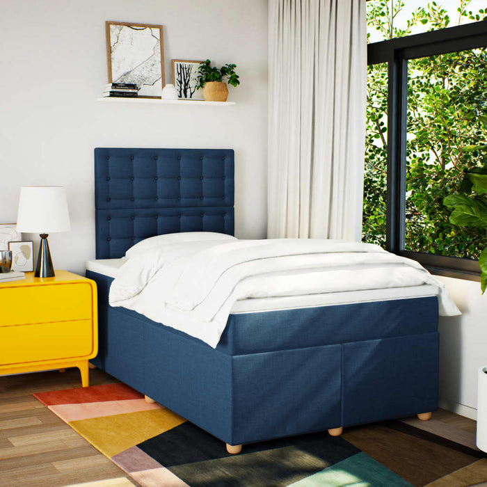Pat box spring cu saltea, albastru, 120x200 cm, textil - WALTI WALTI