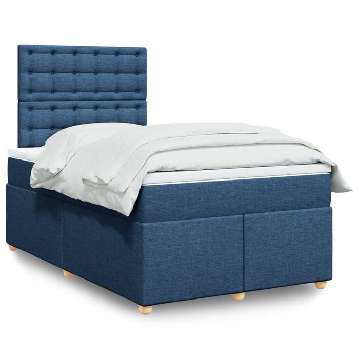 Pat box spring cu saltea, albastru, 120x200 cm, textil - WALTI WALTI