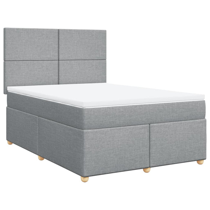 Pat box spring cu saltea, gri deschis, 140x190 cm, textil - WALTI WALTI