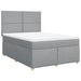 Pat box spring cu saltea, gri deschis, 140x190 cm, textil - WALTI WALTI