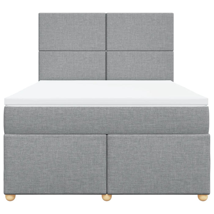 Pat box spring cu saltea, gri deschis, 140x190 cm, textil - WALTI WALTI