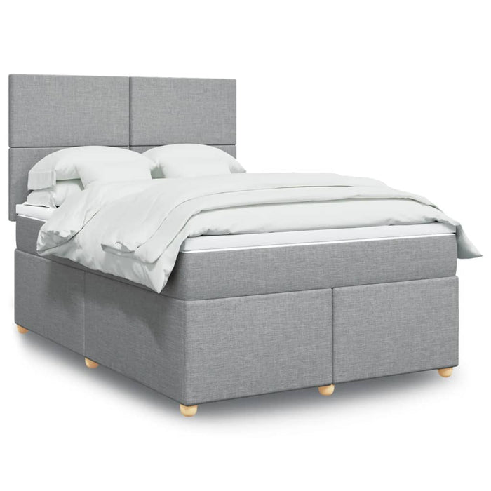 Pat box spring cu saltea, gri deschis, 140x190 cm, textil - WALTI WALTI