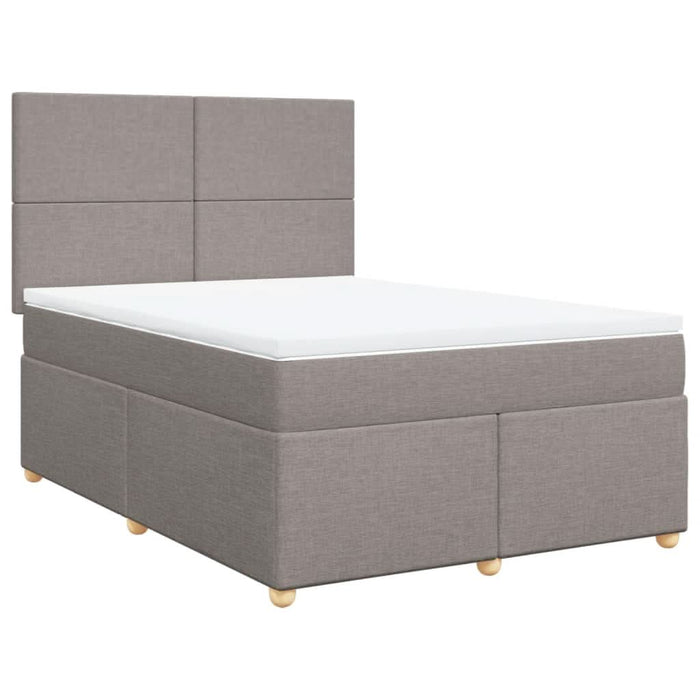 Pat box spring cu saltea, gri taupe, 140x200 cm, textil - WALTI WALTI