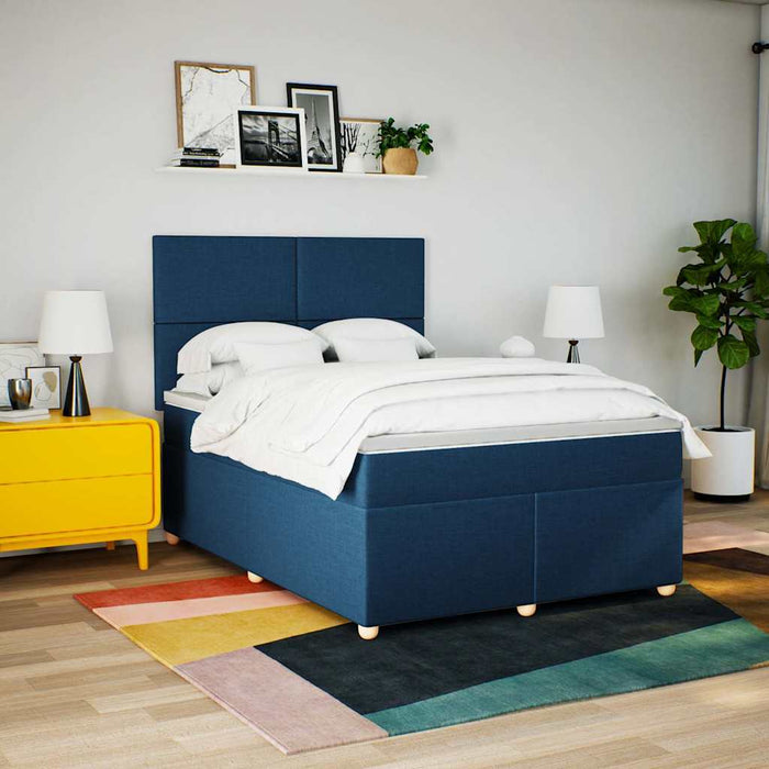 Pat box spring cu saltea, albastru, 140x200 cm, textil - WALTI WALTI