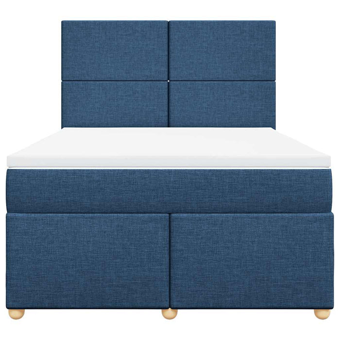 Pat box spring cu saltea, albastru, 140x200 cm, textil - WALTI WALTI