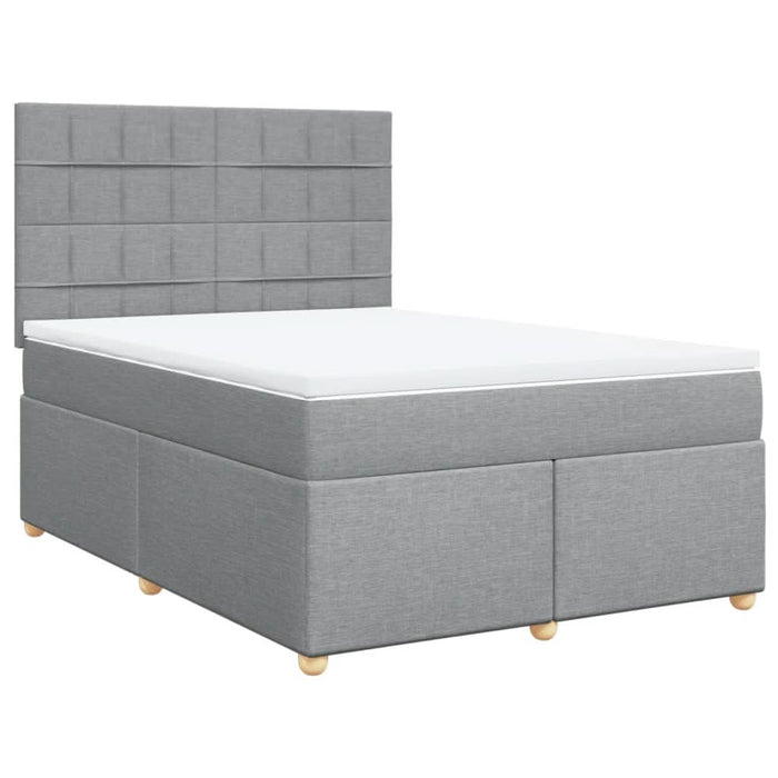 Pat box spring cu saltea, gri deschis, 140x190 cm, textil - WALTI WALTI
