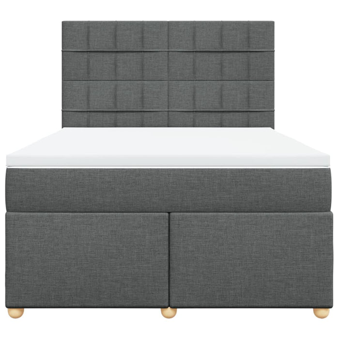 Pat box spring cu saltea, gri închis, 140x190 cm, textil - WALTI WALTI