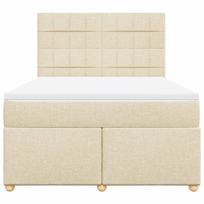 Pat box spring cu saltea, crem, 140x200 cm, textil - WALTI WALTI