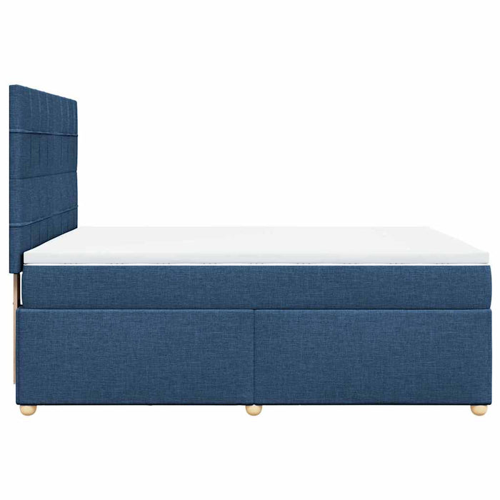 Pat box spring cu saltea, albastru, 140x200 cm, textil - WALTI WALTI